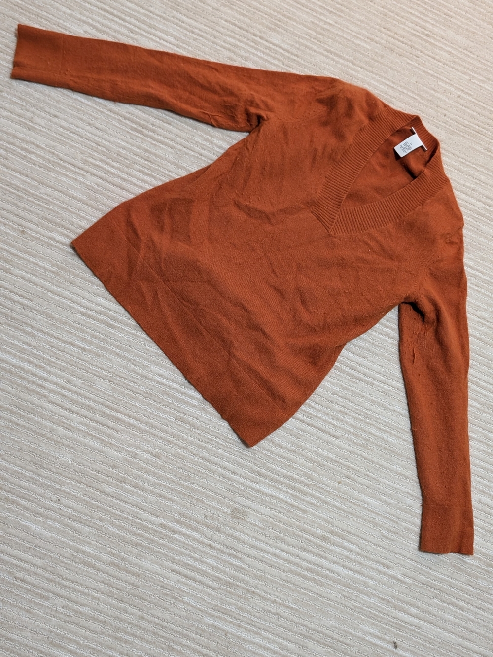 Tweeds Angora Rabbit & Wool Burnt Orange V-Neck Sweater Size M